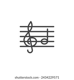 Music Note line icon. linear style sign for mobile concept and web design. Musical clef note outline vector icon. Symbol, logo illustration. Vector graphics