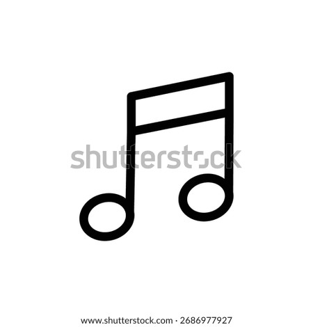 Music note line icon, simple melody symbol in minimal outline style on white background