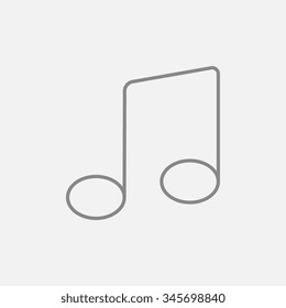Music note line icon for web, mobile and infographics. Vector dark grey icon isolated on light grey background.