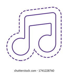 diseño de iconos de estilo de línea de nota musical, emoticono de expresión de parche Cute y tema infantil Ilustración vectorial
