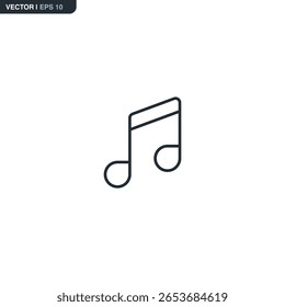 Nota de música, signo de estilo lineal para el concepto móvil y el Diseño web. Símbolo, ilustración del logotipo. Gráficos de Vector perfecto de píxeles