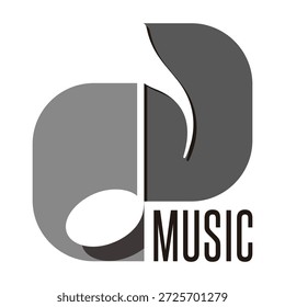 Music Note Logo in Dark Gray, vector illustration isolated, eps