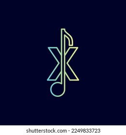 music note logo design brand letter X