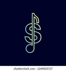 music note logo design brand letter S