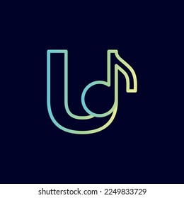 music note logo design brand letter U
