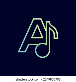 music note logo design brand letter A