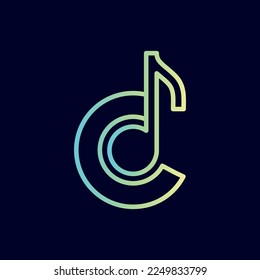 music note logo design brand letter C