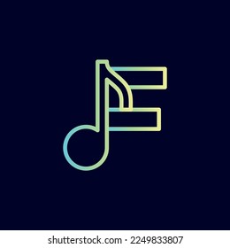 music note logo design brand letter F