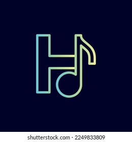 music note logo design brand letter H