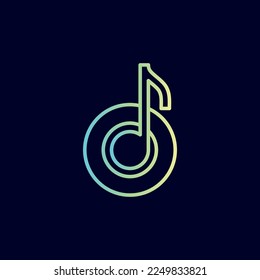 music note logo design brand letter O