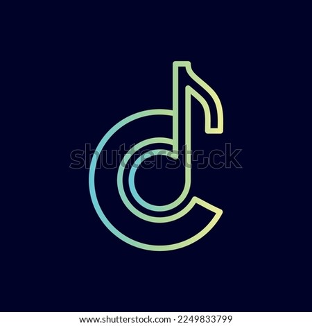 music note logo design brand letter C