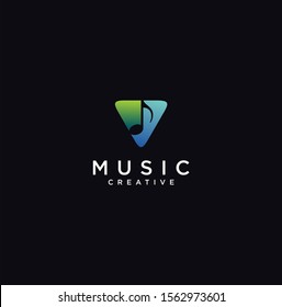 Music note logo design inspiration . Triangle Note Logo Design