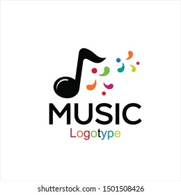 Music Note Logo Design, Vector illustration, Graphic Design Note web logotype. Abstract music logo icon vector design. Sound recording studio, night party. School of Music, disco, vocal course, compos