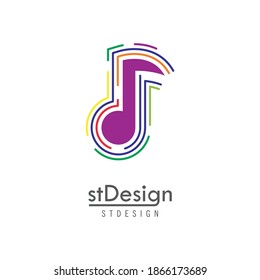 Music note logo design vector template