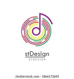 Music note logo design vector template