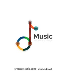 Logo der Musik, flaches, dünnes geometrisches Design einzeln auf Weiß