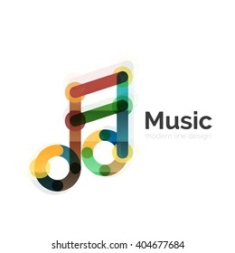 Logo der Musik, flaches, dünnes geometrisches Design einzeln auf Weiß