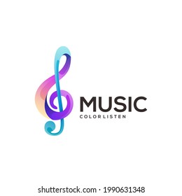 Music Note Logo Icon Vector Colorful Sound Wave Musical Sound
