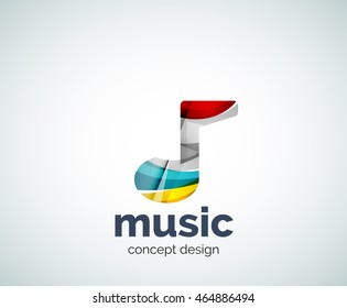 Vorlage für das Logo der Musiknote, abstraktes, geometrisches Hochglanz-Business-Symbol