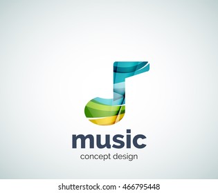 Vorlage für das Logo der Musiknote, abstraktes, geometrisches Hochglanz-Business-Symbol