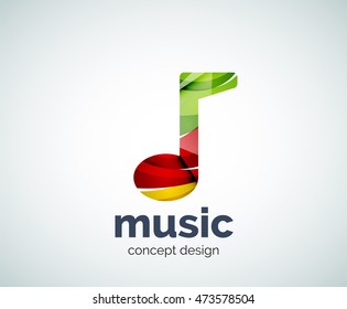 Vorlage für das Logo der Musiknote, abstraktes, geometrisches Hochglanz-Business-Symbol