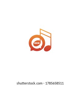 Music note logo and tone icon bublle chat concept design illustration