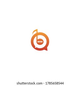 Music note logo and tone icon bublle chat concept design illustration