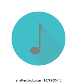 Music note long shadow icon. Simple glyph, flat vector of web icons for ui and ux, website or mobile application