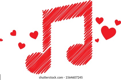 Music note with love, music note vector, vector music note.