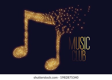 music note made with golden particle background