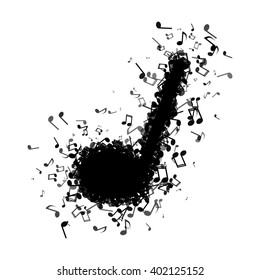 Music note made out of different musical notes