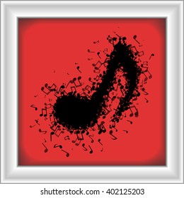 Music note made out of different musical notes