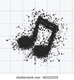 Music note made out of different musical notes