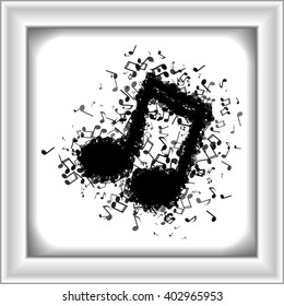 Music note made out of different musical notes