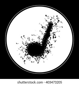 Music note made out of different musical notes
