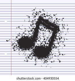 Music note made out of different musical notes