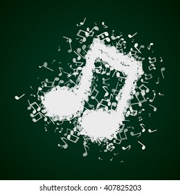 Music note made out of different musical notes