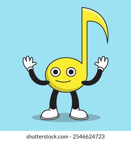 Music note mascot cartoon illustration design