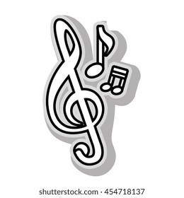 Music note melody in black and white colors, isolated flat icon.
