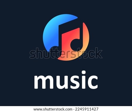 Music Note Melody Musical Notation Sound Tone Song Circle Round Colorful Vibrant Vector Logo Design