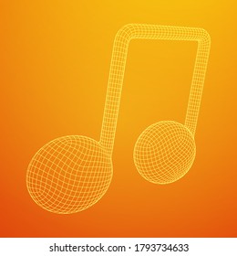 Musiknote. Mensurische Notation. Notieren Sie sich die Musik-Mitarbeiter. Wireframe Low-Poly-Mesh, Vektorgrafik.