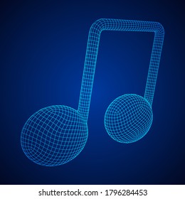 Musiknote. Mensurische Notation. Notieren Sie sich die Musik-Mitarbeiter. Wireframe Low-Poly-Mesh, Vektorgrafik.