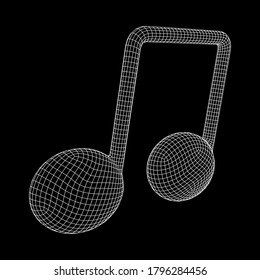Music note. Mensural musical notation. Note value music staff. Wireframe low poly mesh vector illustration.