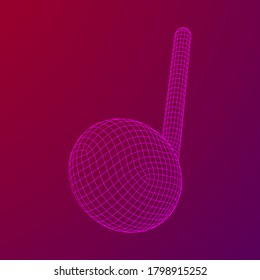 Music note. Mensural musical notation. Note value music staff. Wireframe low poly mesh vector illustration.