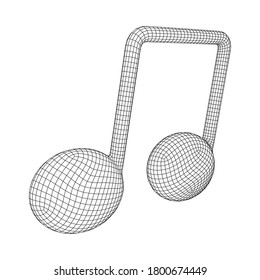 Music note. Mensural musical notation. Note value music staff. Wireframe low poly mesh vector illustration.
