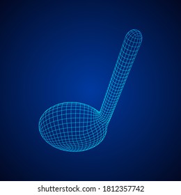 Musiknote. Mensurische Notation. Notieren Sie sich die Musik-Mitarbeiter. Wireframe Low-Poly-Mesh, Vektorgrafik.
