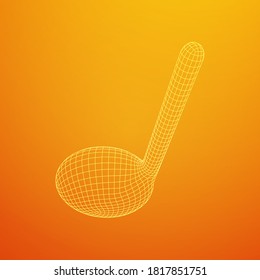 Music note. Mensural musical notation. Note value music staff. Wireframe low poly mesh vector illustration.