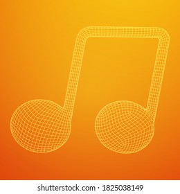 Nota musical. Notación musical mensural. Destacar el valor del equipo de música. Ilustración vectorial de malla baja de malla de malla de alambre.