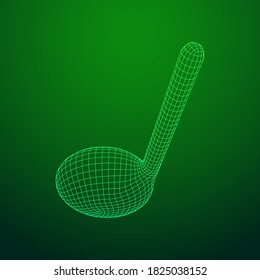 Music note. Mensural musical notation. Note value music staff. Wireframe low poly mesh vector illustration.