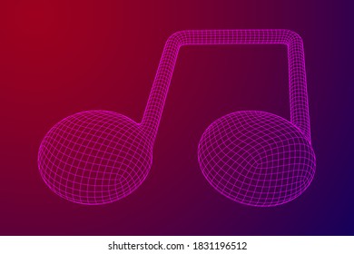 Music note. Mensural musical notation. Note value music staff. Wireframe low poly mesh vector illustration.